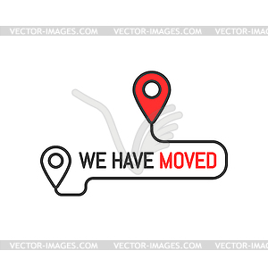 We have moved thin line sign or simple icon - vector image