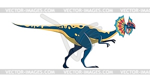 Cartoon Dilophosaurus dinosaur cute character - vector clip art