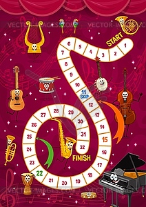 Kid boardgame cartoon musical instrument character - vector clipart