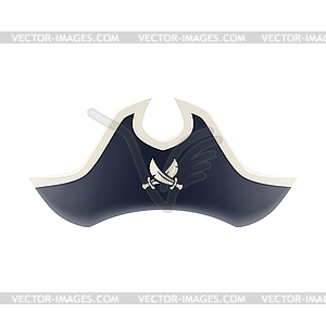 Cartoon pirate tricorn hat with crossed cutlass - vector clipart