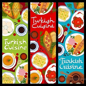 Turkish cuisine restaurant food banners - vector image