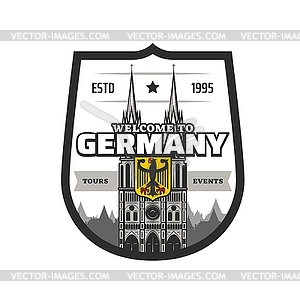 Germany travel icon, cathedral and imperial eagle - vector clip art