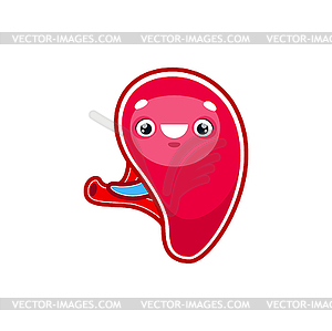 Cartoon spleen human body organ funny character - vector clip art