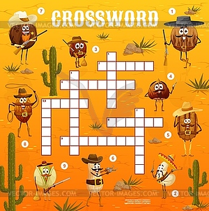 Wild west nut sheriff characters crossword grid - royalty-free vector image