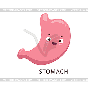Мультяшный желудок орган человеческого тела милый персонаж - клипарт в векторном формате