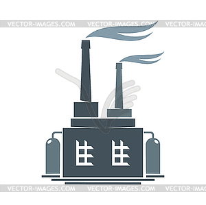 Factory building, power plant and industry icon - vector clipart