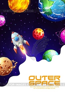 Rocket spaceship in outer space background - vector clip art