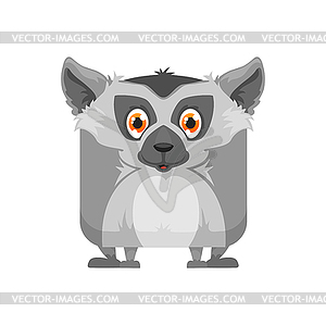 Lemur cartoon kawaii square face, animal emoji - vector clipart