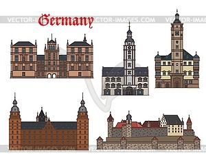 Germany architecture, Bavaria, Thuringia castles - vector clipart / vector image