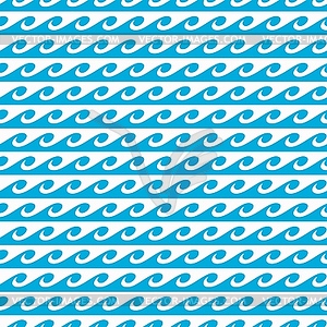 Wave pattern, sea water seamless curls, wavy surfs - vector image