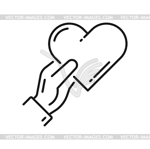 Человек, держащий сердце в руке, значок помощи и поддержки - векторизованное изображение