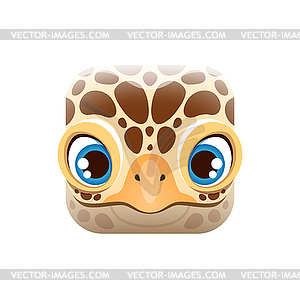 Cartoon turtle kawaii square animal face, tortoise - royalty-free vector clipart