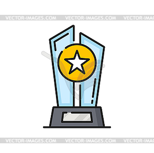 Наградной трофей золотая звезда и стеклянная статуэтка - векторный клипарт EPS