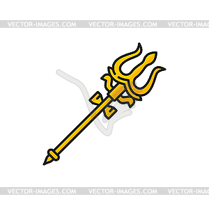 Trishula trident divine symbol in Hinduism Jainism - vector image