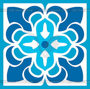 Decorative navy blue tile pattern floral design - vector clip art