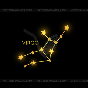 Virgo, constellation in space golden zodiac sign - vector image