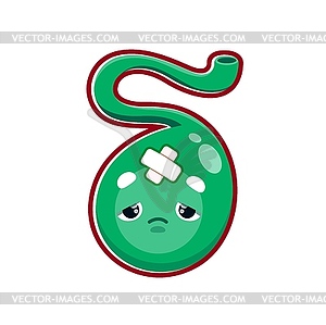 Cartoon sick gallbladder body organ character - vector clip art