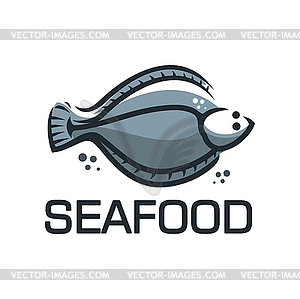 Flounder seafood restaurant meal menu icon - vector image