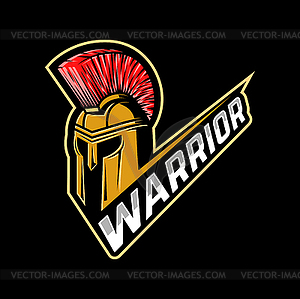 Sparta warrior helmet with crest icon or symbol - vector clipart