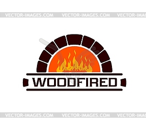 Fireplace, firewood chimney, pizzeria oven icon - vector image