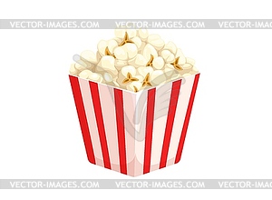 Cartoon pop corn bucket, carton disposable box - vector image