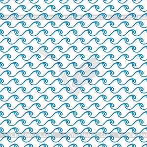 Голубой океан, морские волны бесшовный фон с рисунком - изображение в векторном формате
