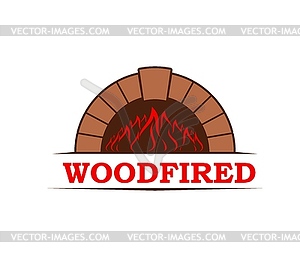 Fireplace, firewood chimney and hearth icon - vector image