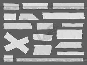 White adhesive or duct tape crumpled stripes set - stock vector clipart