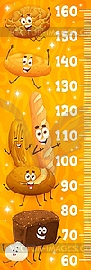 Kids height chart ruler with bread characters - vector clipart