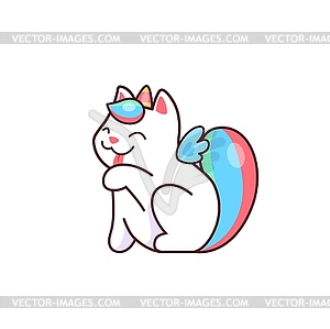 Cartoon cute kawaii caticorn character wash leg - vector clipart