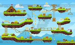 Retro 2d arcade game level platforms background - vector image