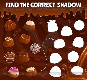 Find correct shadow of chocolate candy game - vector EPS clipart