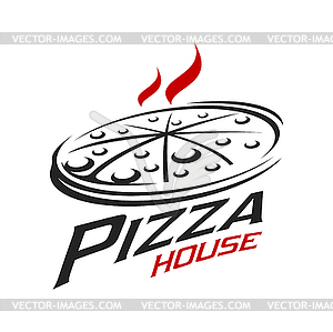 Значок пиццерии, символ трапезы в итальянском ресторане - векторный клипарт Royalty-Free