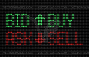 Stock exchange board arrows on electronic display - vector clip art