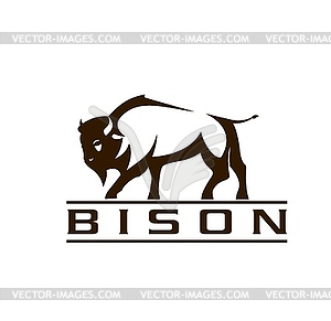 Значок бизона-буйвола, талисман или символ компании - векторный клипарт