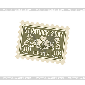 Saint patrick day holiday retro postage stamp - vector clipart