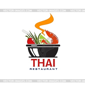 Значок или вывеска меню ресторана таиландской кухни - векторный клипарт / векторное изображение