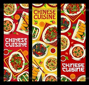 Chinese cuisine food banners, Asian menu meals - vector clipart