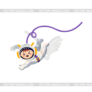 Astronaut cartoon character in outer space in suit - vector clip art
