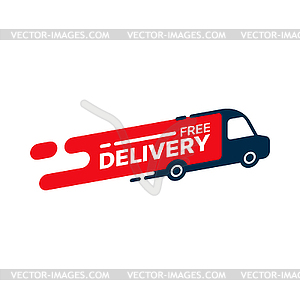 Goods free delivery service icon or emblem - vector clip art