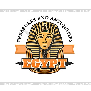 Egypt travel icon with Tutankhamun golden mask - vector image