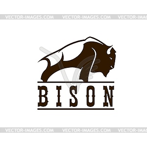 Wild west bison buffalo icon or animal symbol - vector clipart