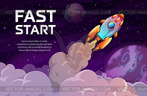 Rocket launch, business fast start, boost concept - vector image