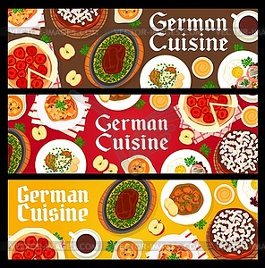German cuisine restaurant food horizontal banners - vector image