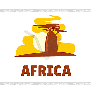 Africa icon adansonia baobab tree silhouette - vector image