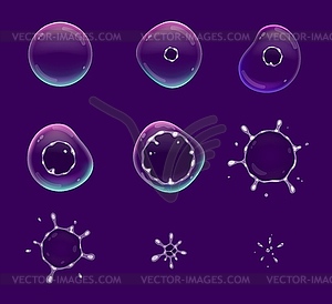 Animated bubble burst, game sprite animation - vector clipart