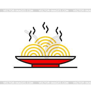 Chinese instant twisted noodle in bowl or plate - vector clip art