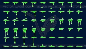 Green slime, toxic liquid animation sprite sheets - stock vector clipart