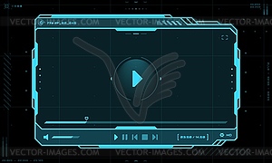 HUD video player screen interface and UI frame - vector image