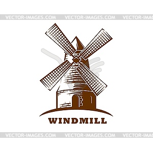 Windmill icon, wind mill or wheat agriculture - vector EPS clipart